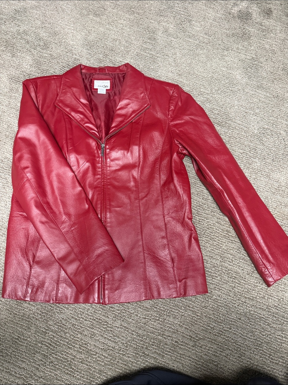 East 5th Red Leather Zip-Front Women's Jacket